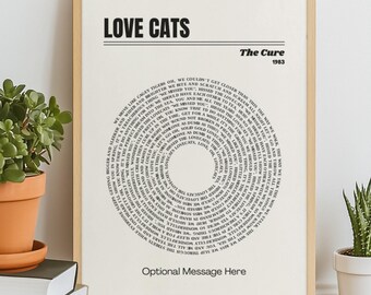 Custom Vinyl Lyrics Print | Personalised Song Lyrics Poster | Customisable | Optional Message | Anniversary Gift | Music Gift | Wedding Gift