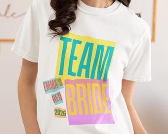 Team Bride Comfort Colors T-Shirt | Personalised Bride Wedding Hen Party Gift