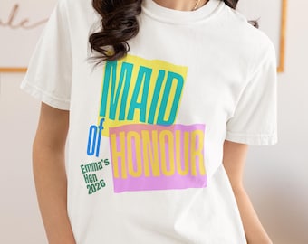 Maid of Honour Comfort Colors T-Shirt | Personalised Bride Wedding Hen Party Gift