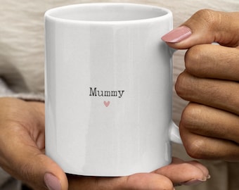 Mummy pink heart graphic Mug | 11oz white ceramic, simple mom text