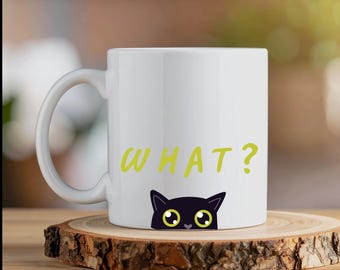 Silly Cat Mug, Cat Lover Gift Mug, Cat Mum Birthday Gift, Gift Cup for Cat Dad, Black Cat Coffee Cup