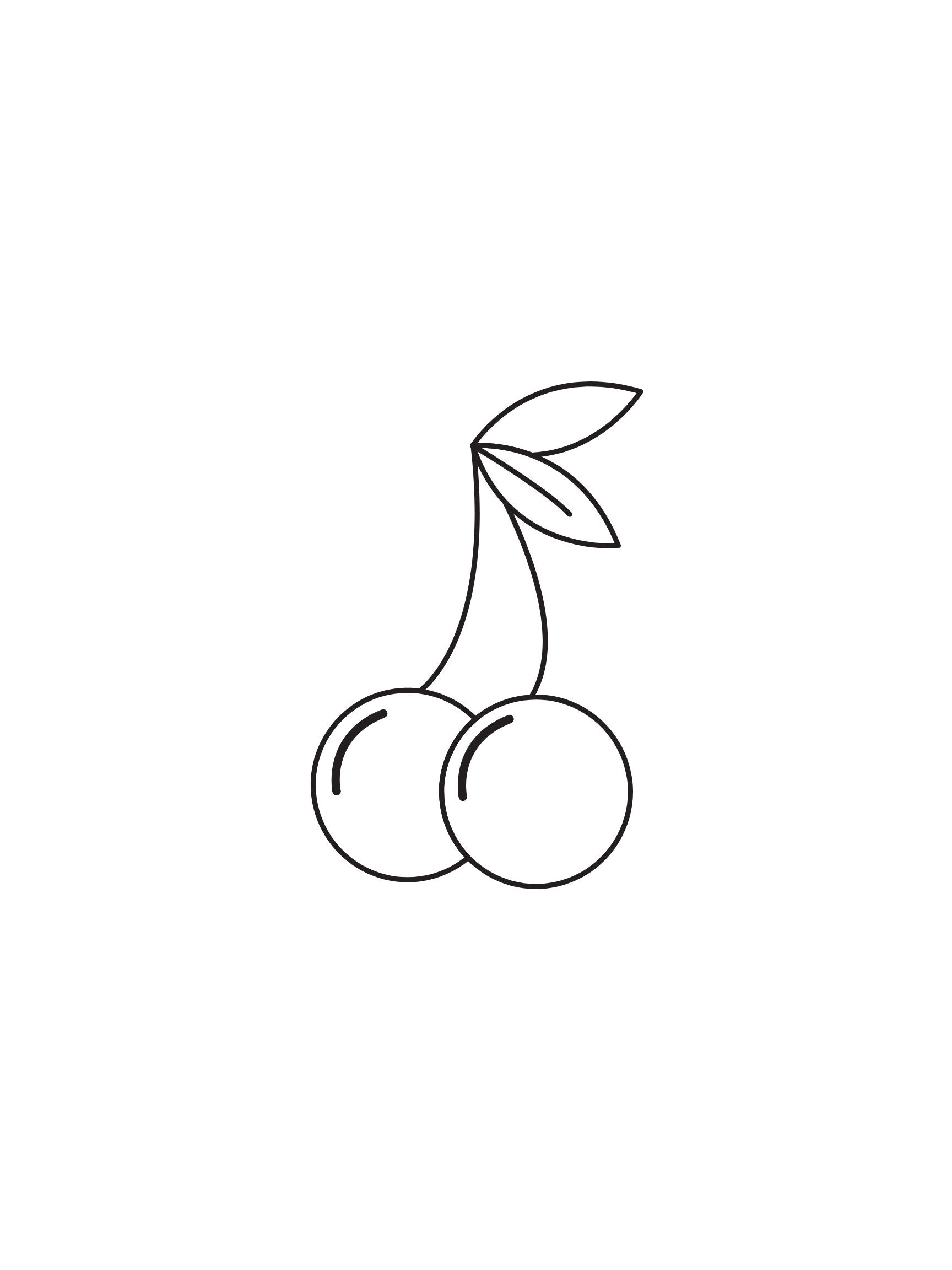 Cherry Minimalist Coloring Sheet | Preschool Supplies, Homeschool Resources, Toddler Coloring Page, Minimalist Classroom, Line Art