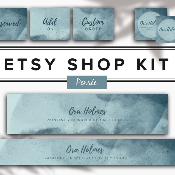 Etsy Shop Set Etsy Banner, Canva Template, Etsy Banner Paket, modernes Etsy Set, DIY Etsy Cover Foto, Etsy Shop Icon Aquarell ETSY Banner