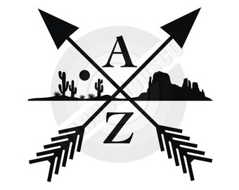 Arizona, Arrow and Desert Die Cut Vinyl Decal