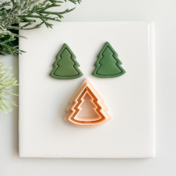 Bordered Christmas Tree | Christmas Tree Polymer Clay Cutter Christmas Polymer Clay Cutter Holiday Polymer Clay Cutter Classic Winter Tree