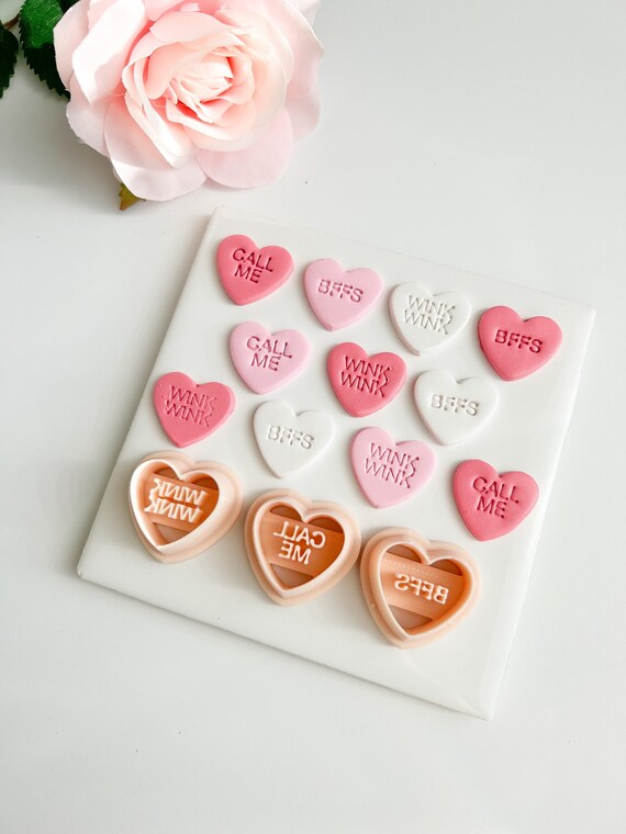 Valentine Candy Heart Trio Valentine Candy Heart Cutters Conversation Heart  Polymer Clay Cutters Sweetheart Polymer Clay Hearts -  Canada