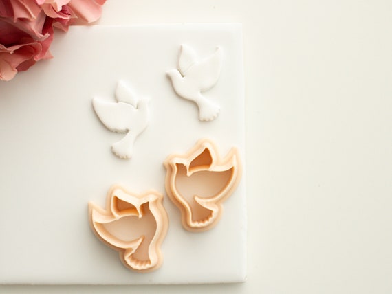 Valentines Day Love Birds Mirrored Love Bird Pair Polymer Clay Cutters Valentines  Day Polymer Clay Cutters Turtledoves Embossed 
