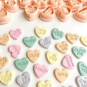 Valentine Conversation Candy Hearts  | Valentine Candy Heart Clay Cutters Valentine’s Day Clay Cutters Heart Polymer Clay Cutters Sweetheart