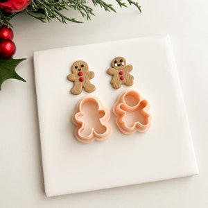 Gingerbread Couple Set of 2 Gingerbread Man and Woman Polymer Clay Cutter Christmas Polymer Clay Cutter Holiday Seasonal Festive image 4