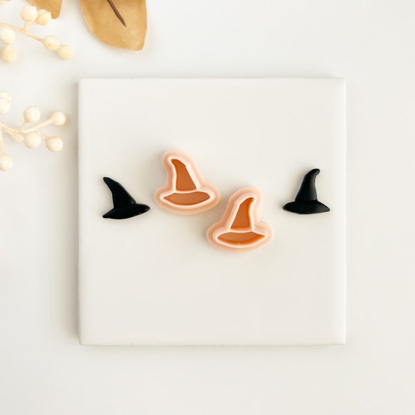 Witch Hat Set (Set of 2) | Witch Hat Clay Cutter Fall Polymer Clay Cutter Embossed Tapered Spooky Scary Cutter