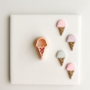 Ice Cream Cone No. 2 | Embossed Tapered Summer Clay Cutter Beach Clay Cutter Ocean Clay Cutter Pool Day Clay Cutter