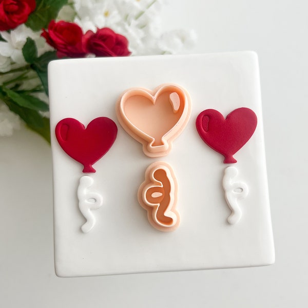 Heart Balloon Cutter (Two-Part) | Embossed Valentine's Day Balloon String