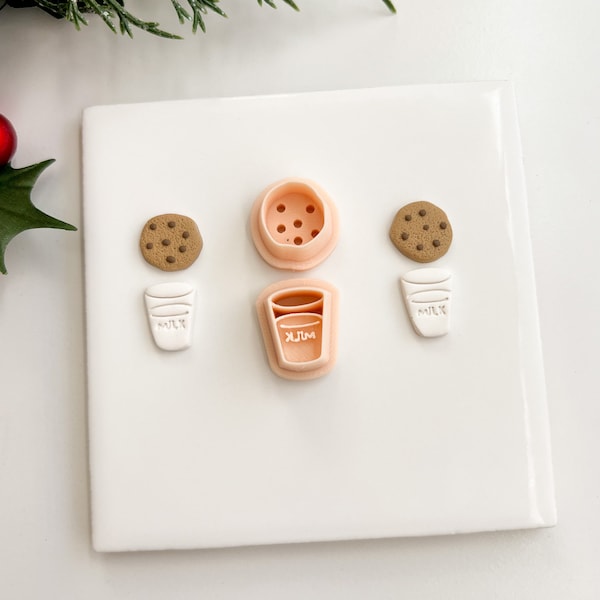 Milk and Cookies Set | Christmas Santa Claus Festive Holiday Cutter Polymer Clay Cutter Seasonal Clay Tool