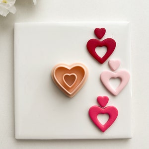 Valentine Heart Dangle | Embossed Valentine’s Day Heart Polymer Clay Cutter