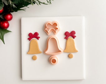 Christmas Bell Set (3-Part Dangle) | Festive Holiday Dangle Cutter Polymer Clay Cutter Seasonal Clay Tool Silver Bells