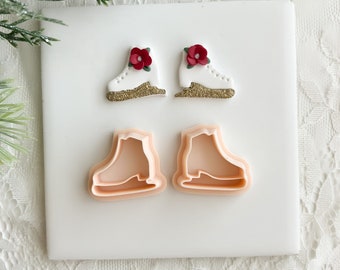 Ice Skate Set (2 Items) | Embossed Christmas Polymer Clay Cutter