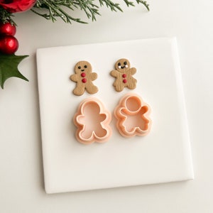 Gingerbread Couple Set of 2 Gingerbread Man and Woman Polymer Clay Cutter Christmas Polymer Clay Cutter Holiday Seasonal Festive image 3