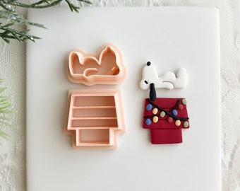 Charlie Dog House |  Charlie Christmas Polymer Clay Cutter Holiday Clay Cutter Seasonal Embossed Candy Clay Cutter Classic