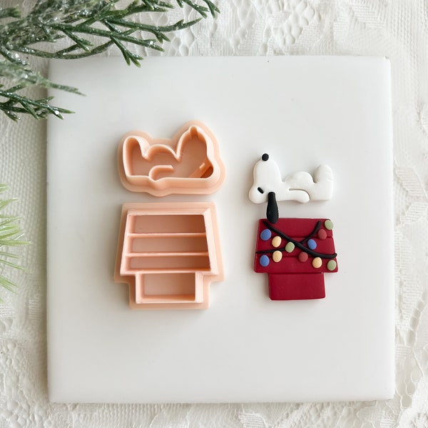 Charlie Dog House |  Charlie Christmas Polymer Clay Cutter Holiday Clay Cutter Seasonal Embossed Candy Clay Cutter Classic