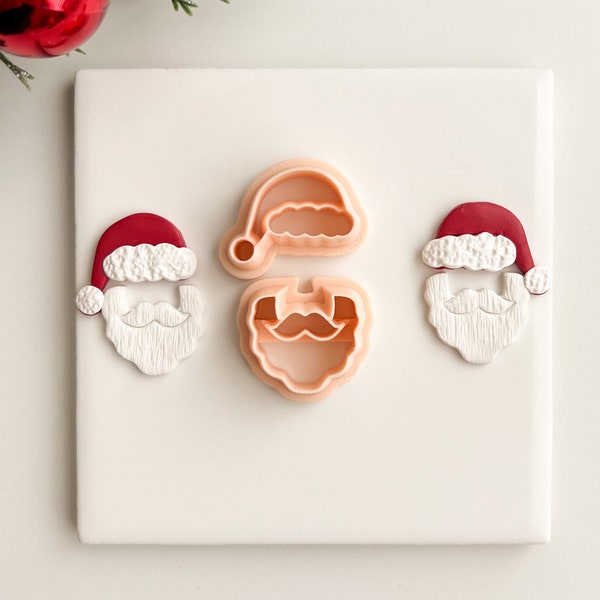 Santa Beard and Hat Set No. 2 | Christmas Santa Hat Polymer Clay Cutter Santa Beard Polymer Clay Cutter Seasonal Two Part