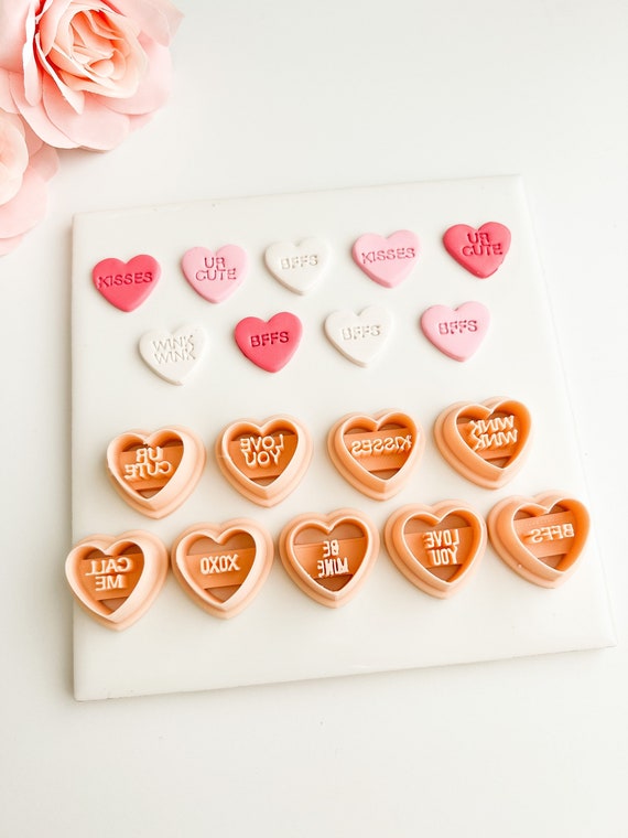 Valentine Candy Heart Bundle | Valentine Candy Heart Clay Cutters  Valentine’s Day Clay Cutters Heart Polymer Clay Cutters Sweethearts