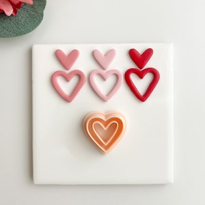 Valentine Heart Dangle No. 2 | Embossed Valentine’s Day Heart Polymer Clay Cutter