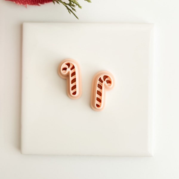 Mirrored Candy Canes No. 2 | Candy Cane Polymer Clay Cutter Christmas Polymer Clay Cutter Holiday Clay Cutter Seasonal Embossed Clay Cutter