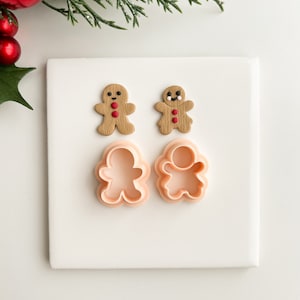 Gingerbread Couple Set of 2 Gingerbread Man and Woman Polymer Clay Cutter Christmas Polymer Clay Cutter Holiday Seasonal Festive image 2