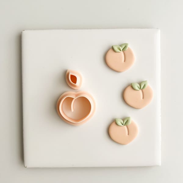Peach Cutter | Two-Part Cottage Core Embossed Tapered Summer Polymer Clay Cutter Garden Theme Fruit Polymer Clay Cutter