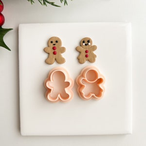 Gingerbread Couple Set of 2 Gingerbread Man and Woman Polymer Clay Cutter Christmas Polymer Clay Cutter Holiday Seasonal Festive image 1
