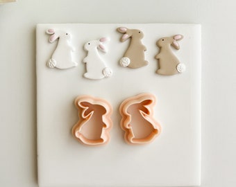 Standing Bunny Side View Cutter No. 1 (Mirrored) | Cute Barnyard Spring Animals Polymer Earring Clay Cutter