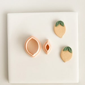 Lemon Clay Cutter | Two Part Cottage Core Embossed Tapered Summer Polymer Clay Cutter Garden Theme Fruit Polymer Clay Cutter