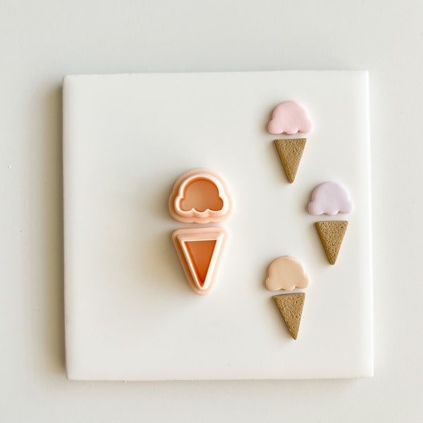 Two Part Ice Cream Cone Cutter | Tapered Summer Clay Cutter Beach Clay Cutter Ocean Themed Clay Cutter Pool Clay Cutter