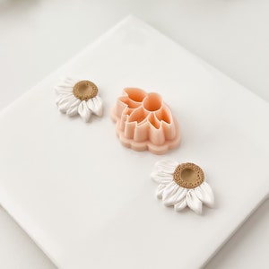 Half Daisy Clay Cutter | Embossed Tapered Polymer Clay Cutter Spring Flower Clay Cutter Garden Floral Clay Cutter