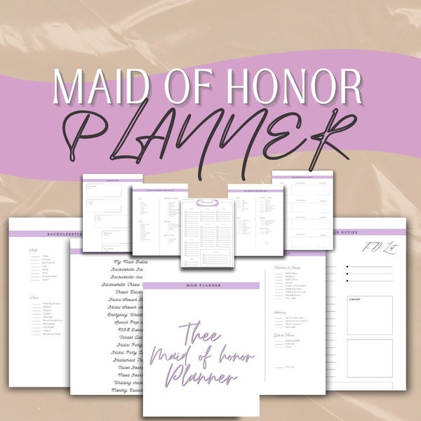 MOH Printable Planner To Do List MOH Digital Matron Of Honor Planner Bundle Moh Binder Book Wedding Canva Template Maid of Honour Planner