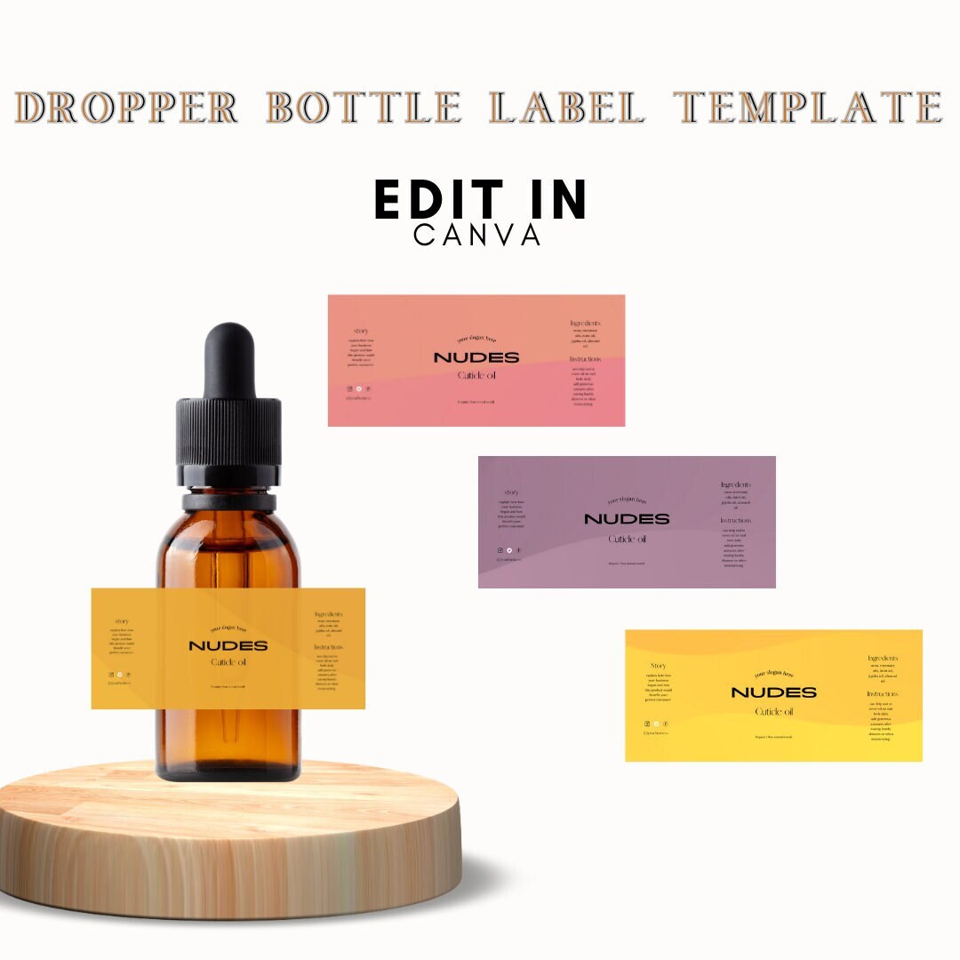 Dripper Oil Bottle Label Diy Template Editable Oil Bottle - Etsy
