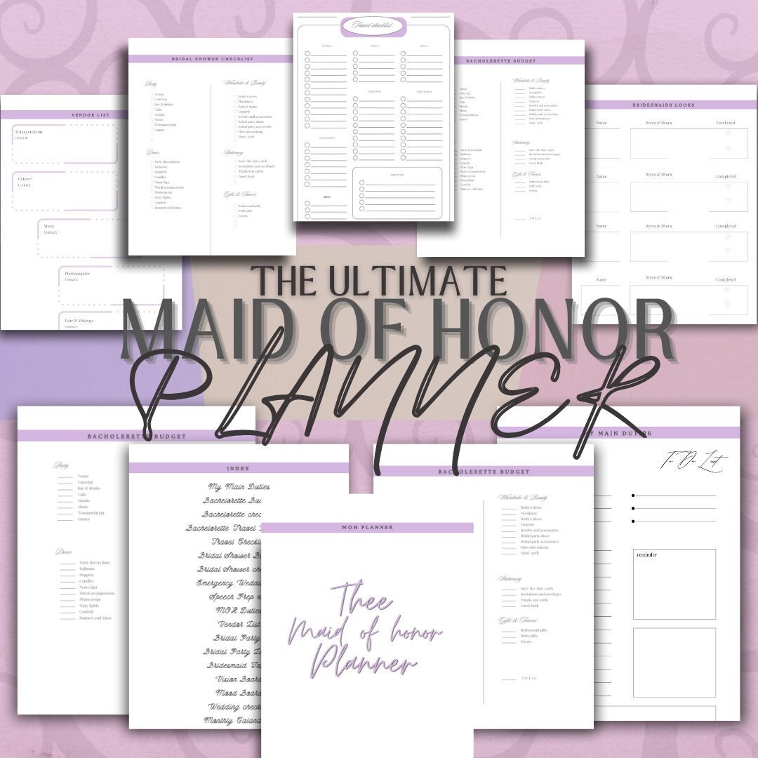 MOH Printable Planner to Do List MOH Digital Matron of Honor Etsy
