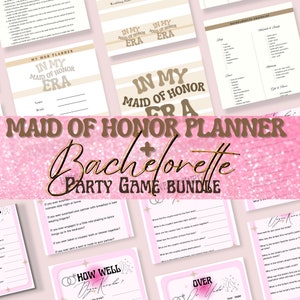 Be My Maid Of Honor Planner Bundle Maid Of Honor Planner Printable Bachelorette party games Gift Bridesmaid Planner MOH Duties List Wedding