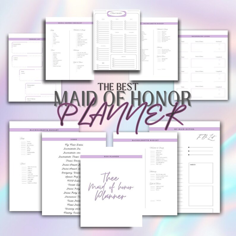 Maid of Honor Planner MOH Printable Planner to Do List Moh Digital ...