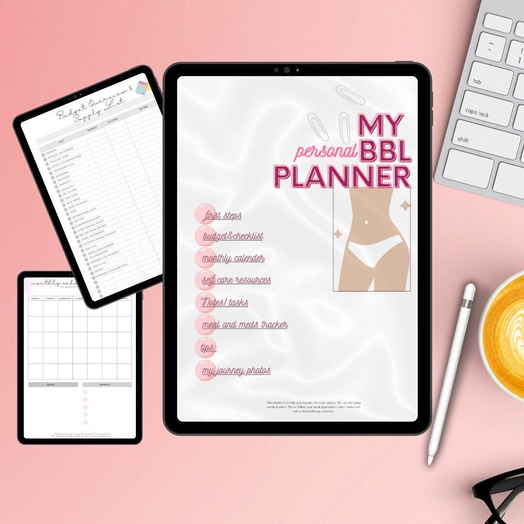 Digital Bbl Planner Bbl Supply List Planner for Bbl Surgery Organizer
