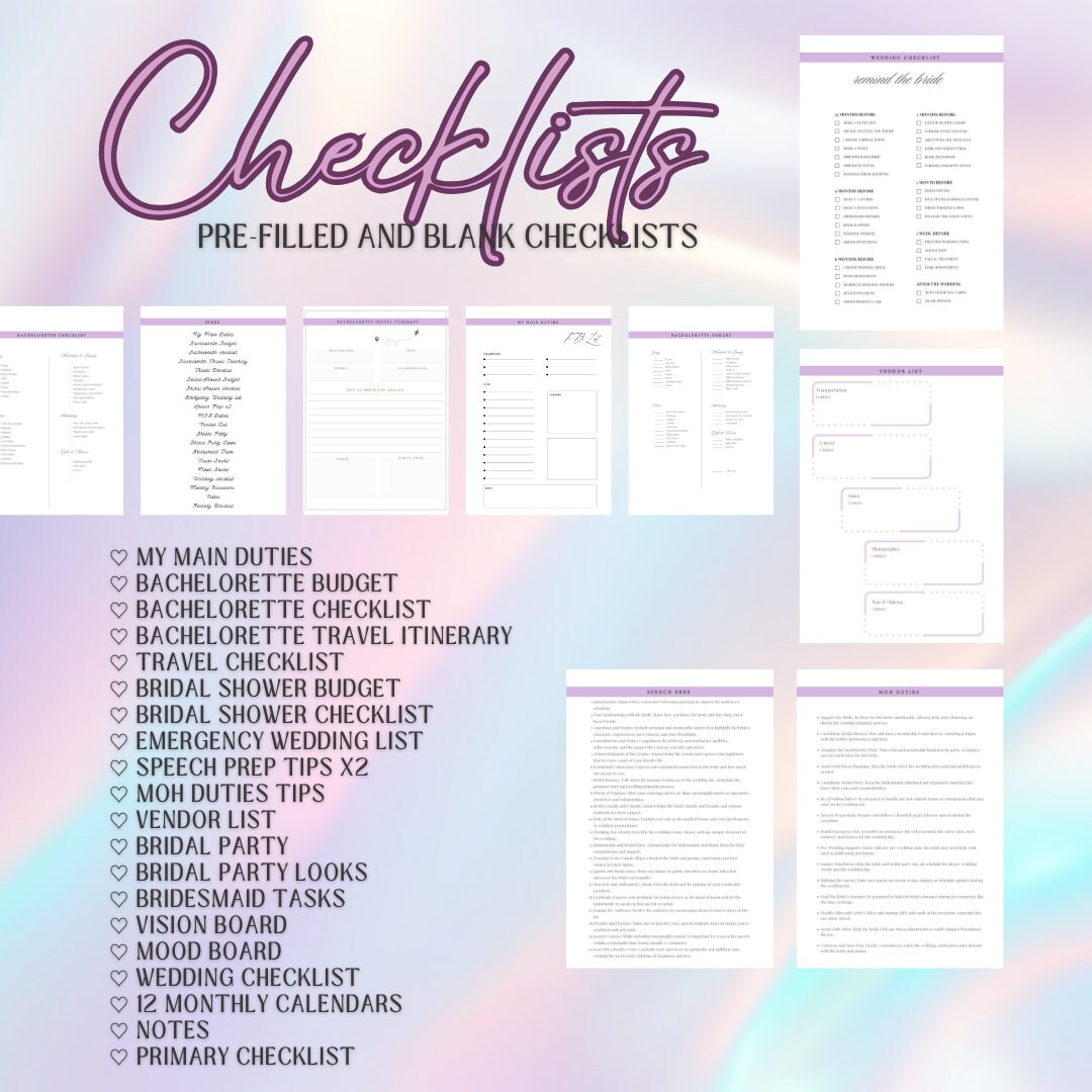 Maid of Honor Planner MOH Printable Planner to Do List Moh Digital ...