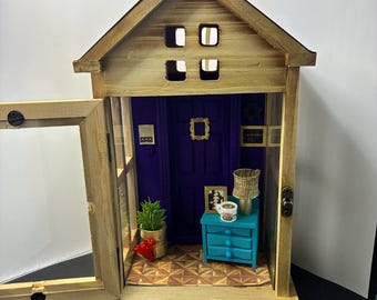 Lighted Sitcom Apartment Shadow Box, Purple Door Nostalgia Decor, 90s TV Fan Gift