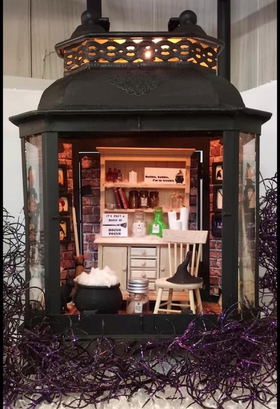Sanderson Sisters Halloween Lighted Lantern Miniature Decor - Halloween Decorations