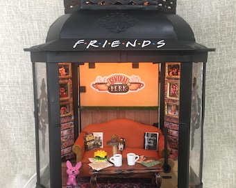 Vintage Sitcom Coffeehouse Lighted Lantern, inspired by a famous 90s sitcom hangout, I'll be there for you enjoying coffee and friends