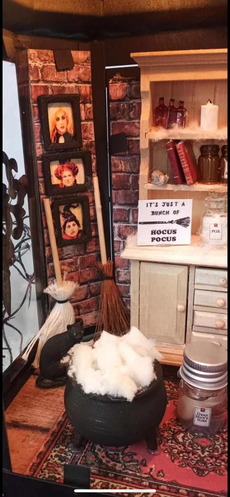 Three Witch Sisters Inspired Halloween Lighted Lantern Miniature Decor - Halloween Decorations image 3