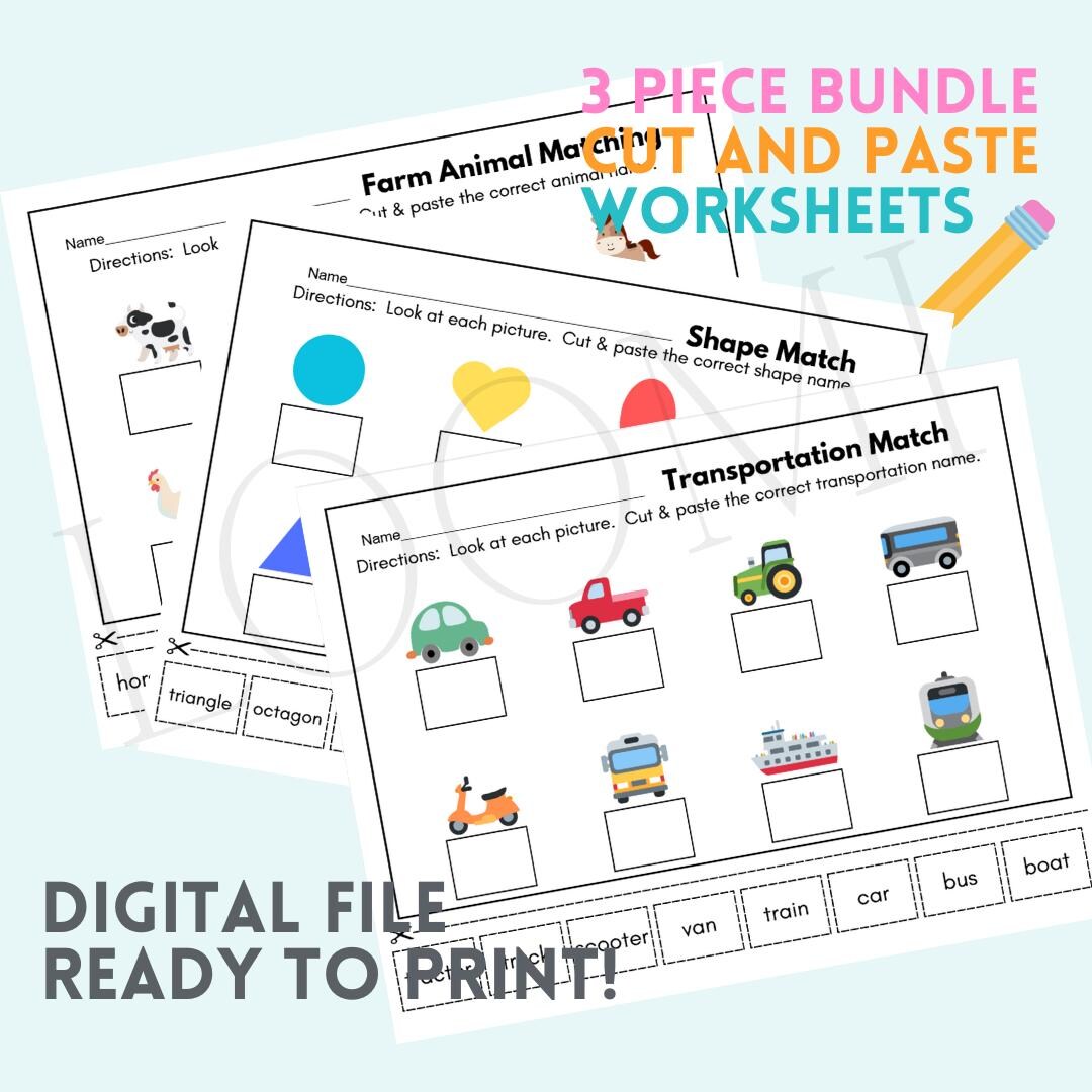 Printable Matching Worksheets for Kids | Cut and Paste Learning ...