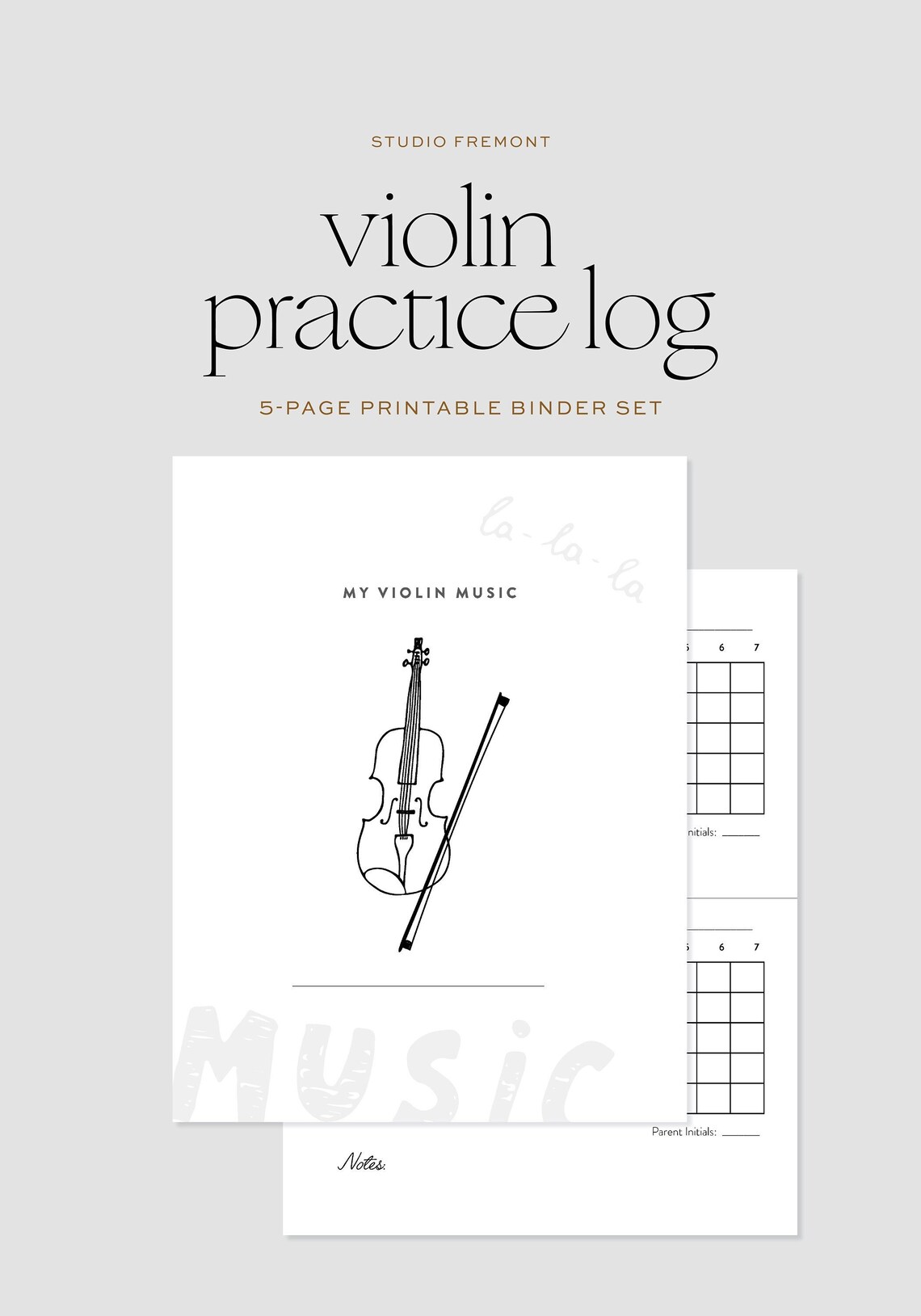 Violin Practice Log | PDF Printable Music Practice Checklist ...