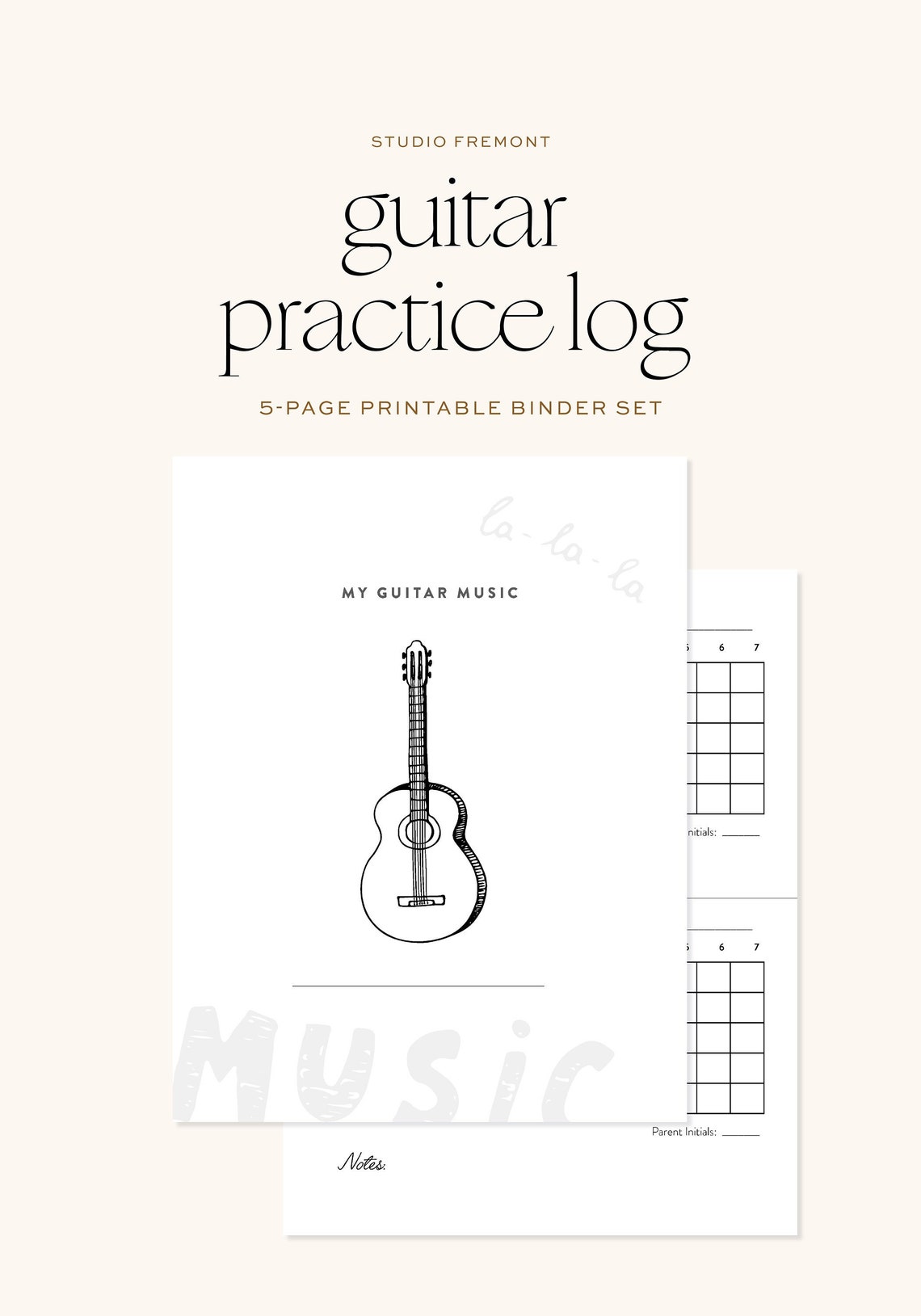 Guitar Practice Log PDF Printable Music Practice Checklist Printable