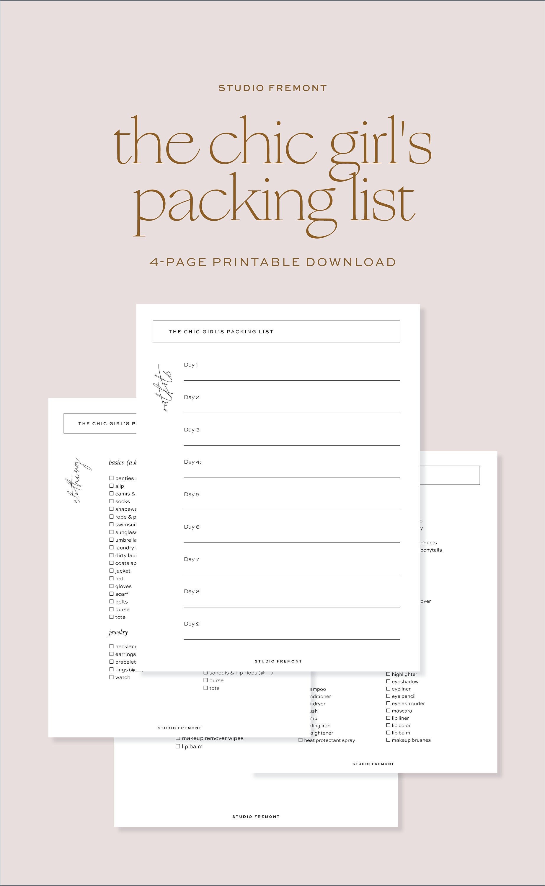 The Chic Girl's Packing List Printable PDF Packing List - Etsy