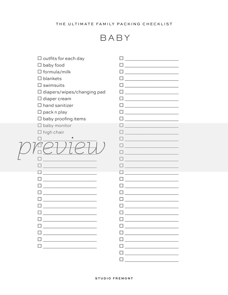The Ultimate Family Packing List 9page PDF Printable Vacation Travel